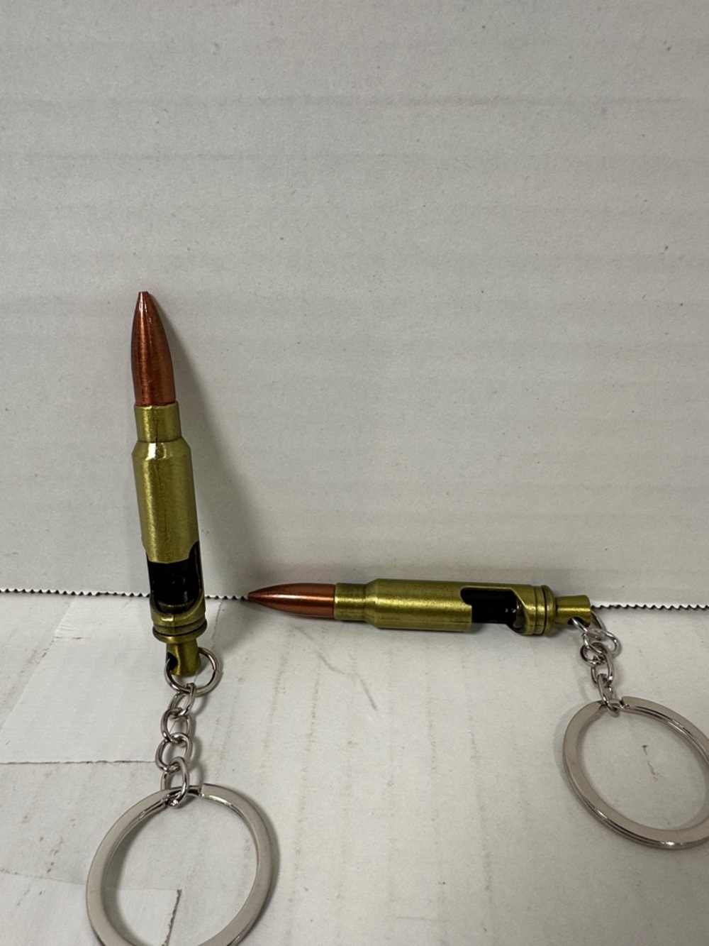 Brass Bullet Bottle Opener Keychain - Gold and Copper